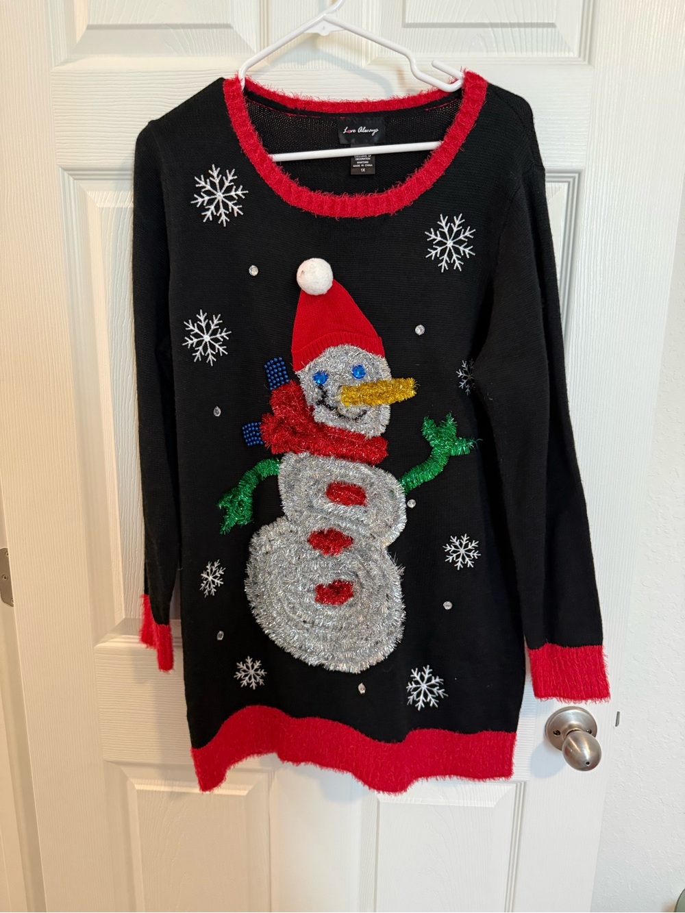 Always Black & Red Snowman Holiday Crewneck Sweater